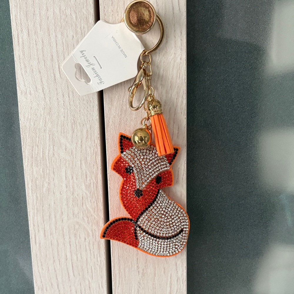 Bag Charm Rhinestone Fox